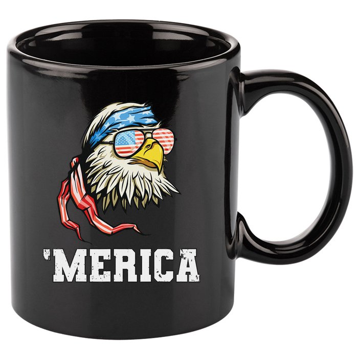 4th Of July Merica Usa Flag Bald Eagle Patriotic Veteran 11oz C Handle Ceramic Mug