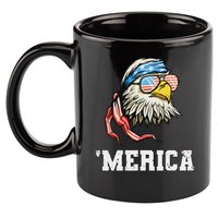 4th Of July Merica Usa Flag Bald Eagle Patriotic Veteran 11oz C Handle Ceramic Mug
