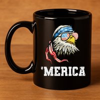 4th Of July Merica Usa Flag Bald Eagle Patriotic Veteran 11oz C Handle Ceramic Mug