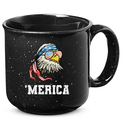 4th Of July Merica Usa Flag Bald Eagle Patriotic Veteran 15oz Campfire Ceramic Mug
