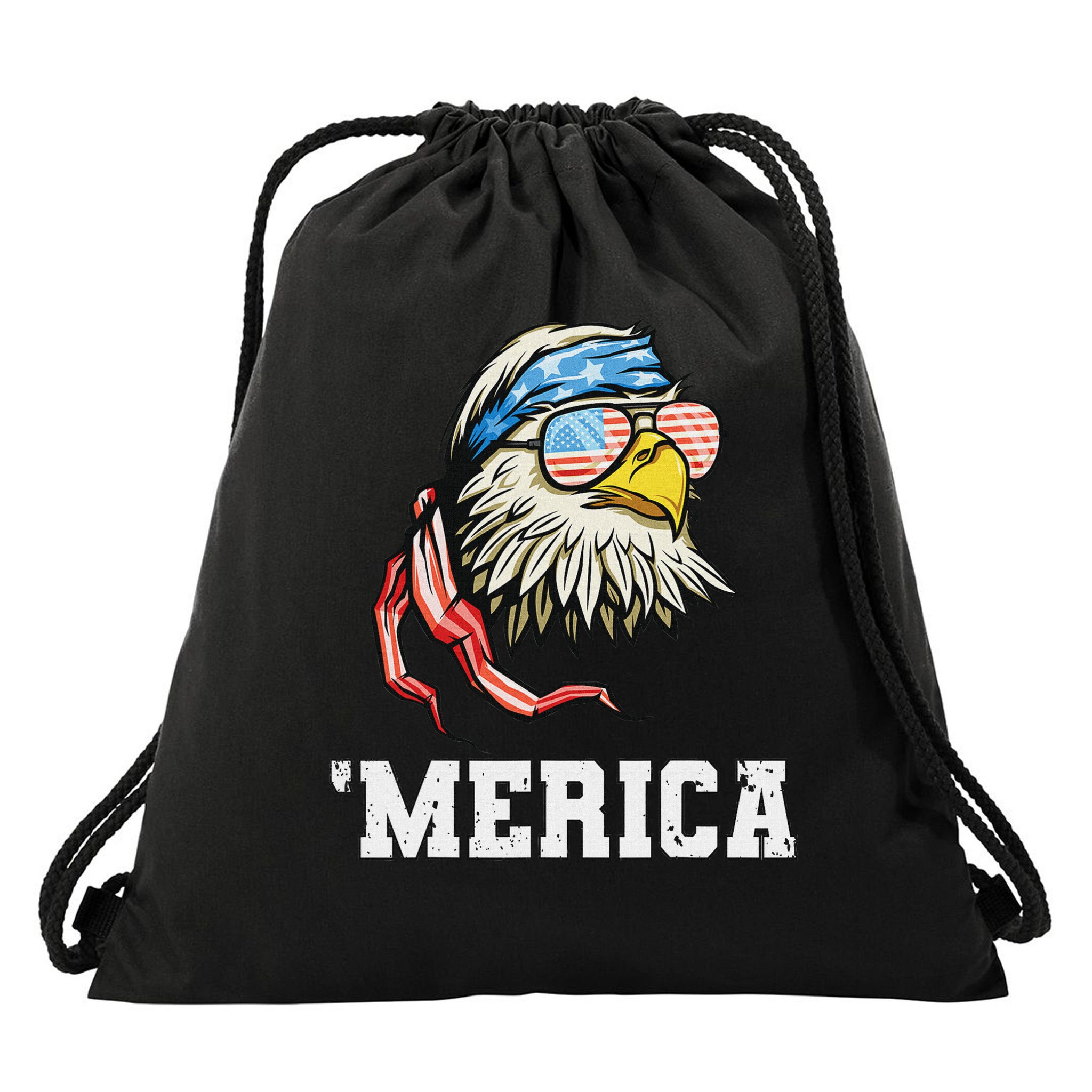 4th Of July Merica Usa Flag Bald Eagle Patriotic Veteran Drawstring Bag