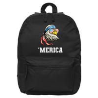 4th Of July Merica Usa Flag Bald Eagle Patriotic Veteran 16 in Basic Backpack