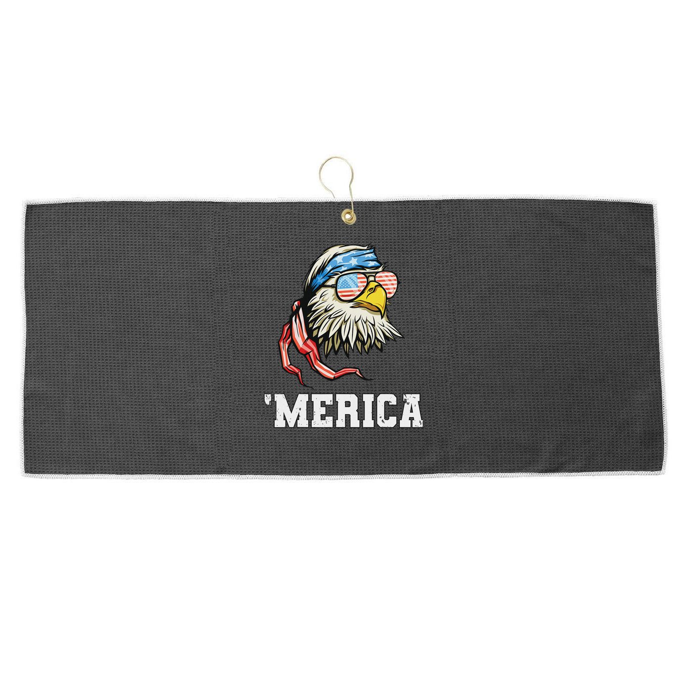 4th Of July Merica Usa Flag Bald Eagle Patriotic Veteran Large Microfiber Waffle Golf Towel