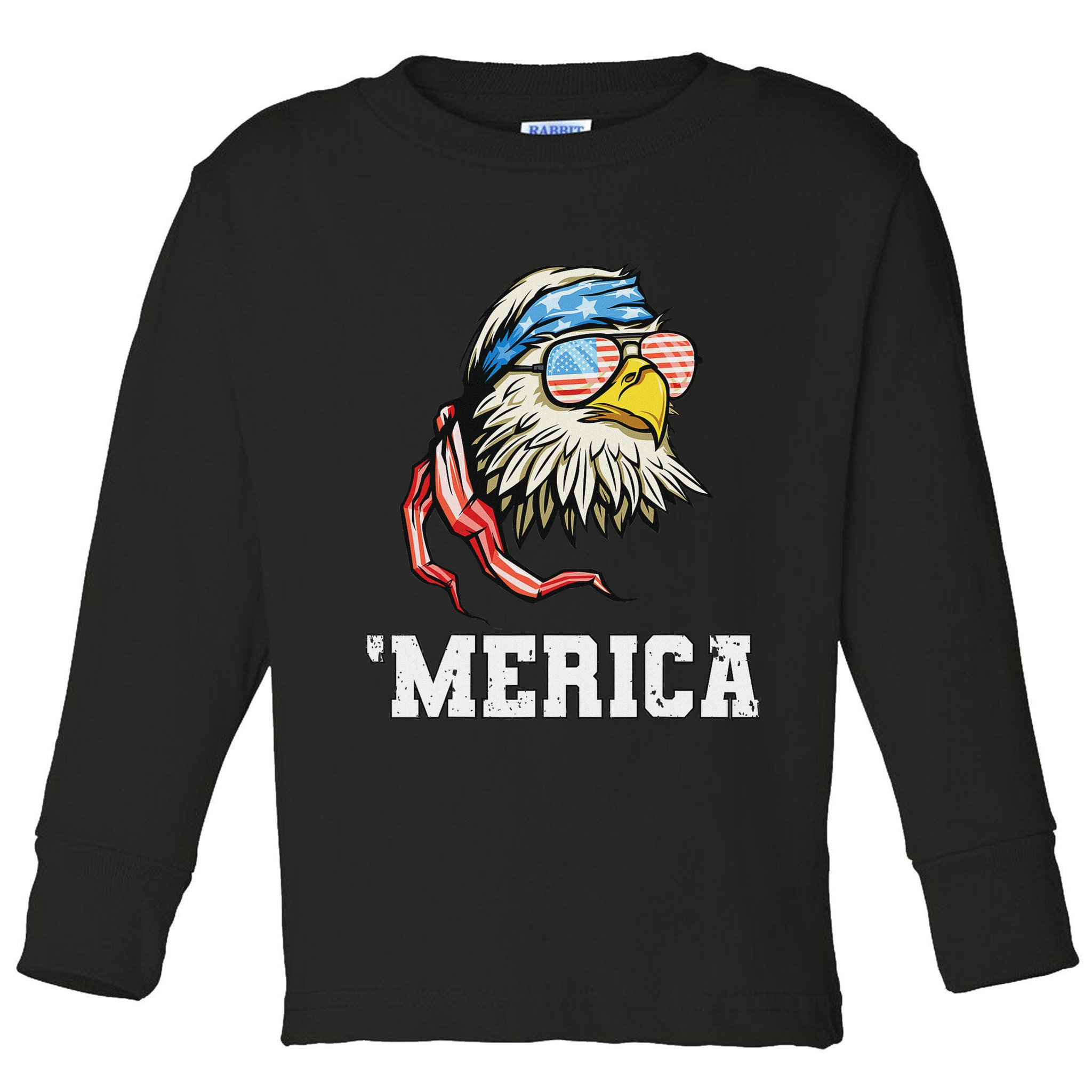 4th Of July Merica Usa Flag Bald Eagle Patriotic Veteran Toddler Long Sleeve Shirt