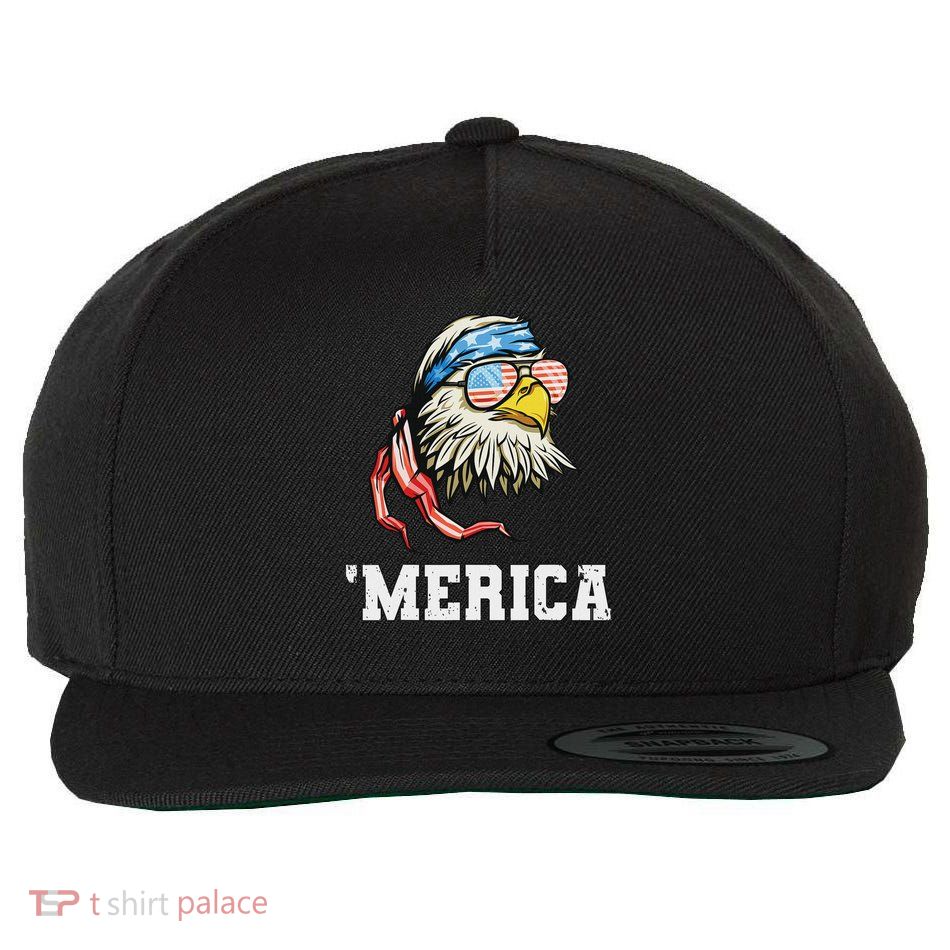 4th Of July Merica Usa Flag Bald Eagle Patriotic Veteran Wool Snapback Cap