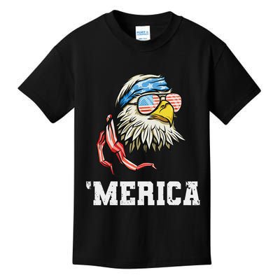 4th Of July Merica Usa Flag Bald Eagle Patriotic Veteran Kids T-Shirt