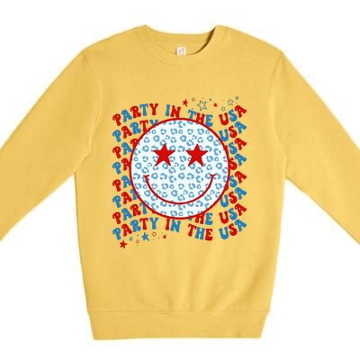 4th Of July Women Men Party In The USA Smiley Face Premium Crewneck Sweatshirt