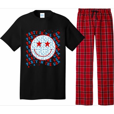 4th Of July Women Men Party In The USA Smiley Face Pajama Set