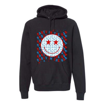 4th Of July Women Men Party In The USA Smiley Face Premium Hoodie