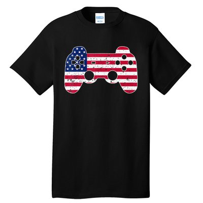 4Th Of July Video Game Gamer Usa Flag Tall T-Shirt