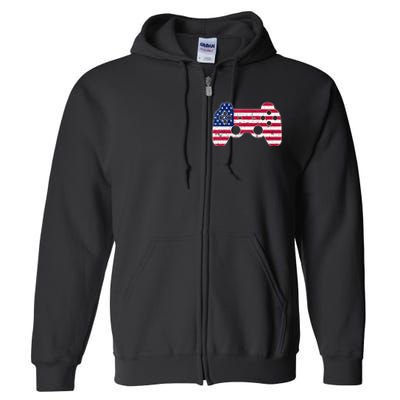 4Th Of July Video Game Gamer Usa Flag Full Zip Hoodie