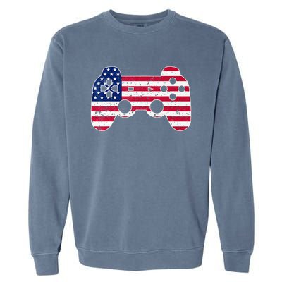 4Th Of July Video Game Gamer Usa Flag Garment-Dyed Sweatshirt