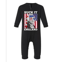 4th Of July Suck It England Washington In Patriotic Shade Infant Fleece One Piece