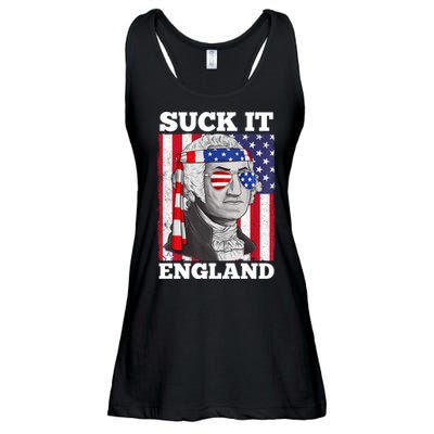 4th Of July Suck It England Washington In Patriotic Shade Ladies Essential Flowy Tank