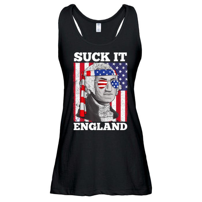 4th Of July Suck It England Washington In Patriotic Shade Ladies Essential Flowy Tank