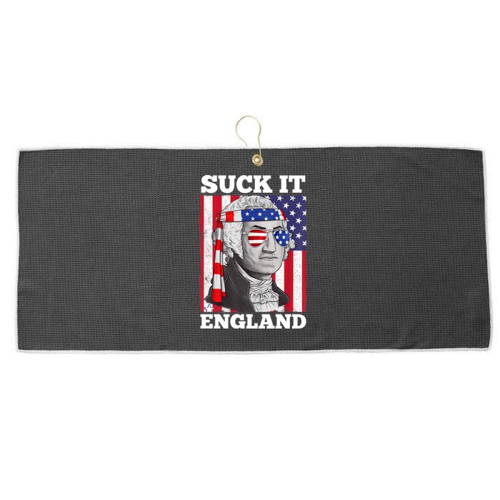 4th Of July Suck It England Washington In Patriotic Shade Large Microfiber Waffle Golf Towel