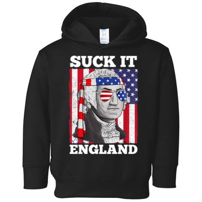 4th Of July Suck It England Washington In Patriotic Shade Toddler Hoodie