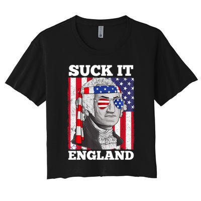 4th Of July Suck It England Washington In Patriotic Shade Crop Top
