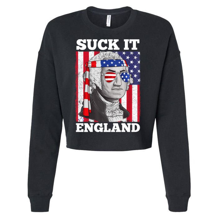 4th Of July Suck It England Washington In Patriotic Shade Cropped Pullover Crew
