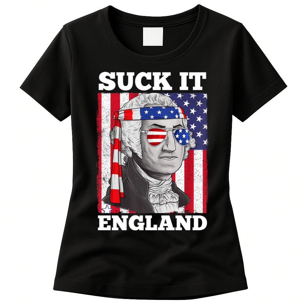 4th Of July Suck It England Washington In Patriotic Shade Womens T-Shirt