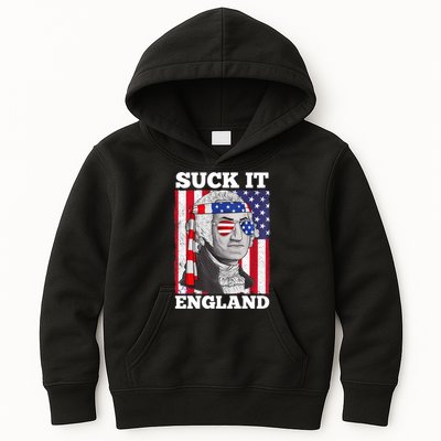4th Of July Suck It England Washington In Patriotic Shade Kids Hoodie