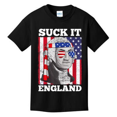 4th Of July Suck It England Washington In Patriotic Shade Kids T-Shirt