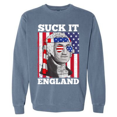 4th Of July Suck It England Washington In Patriotic Shade Garment-Dyed Sweatshirt