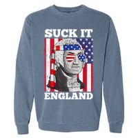 4th Of July Suck It England Washington In Patriotic Shade Garment-Dyed Sweatshirt