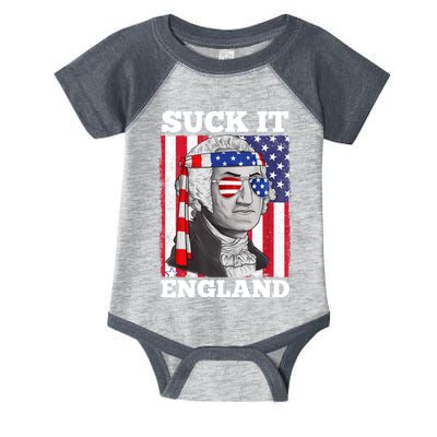 4th Of July Suck It England Washington In Patriotic Shade Infant Baby Jersey Bodysuit