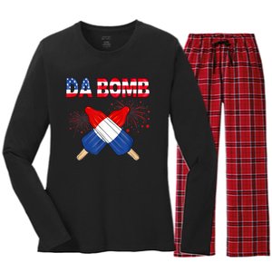 4th Of July DA Bomb Popsicle Pop You American Flag Men Women Women's Long Sleeve Flannel Pajama Set 