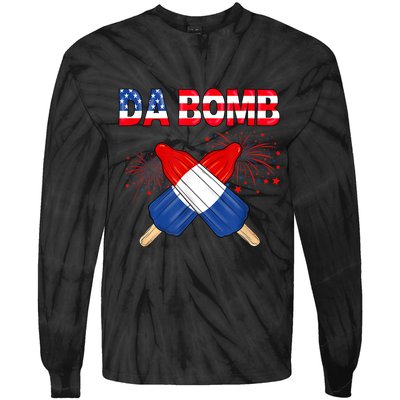 4th Of July DA Bomb Popsicle Pop You American Flag Men Women Tie-Dye Long Sleeve Shirt