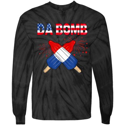 4th Of July DA Bomb Popsicle Pop You American Flag Men Women Tie-Dye Long Sleeve Shirt