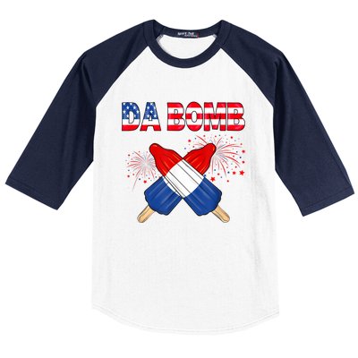 4th Of July DA Bomb Popsicle Pop You American Flag Men Women Baseball Sleeve Shirt