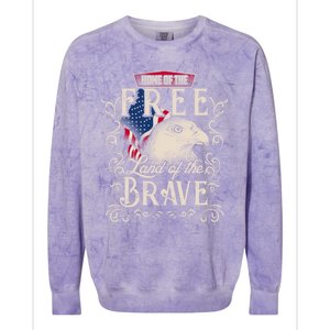 4th Of July Eagle American Flag Funny Gift Home Free Land Brave Colorblast Crewneck Sweatshirt