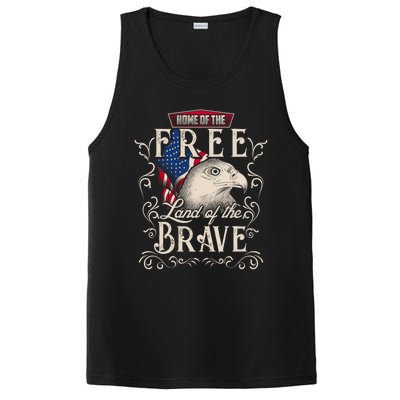 4th Of July Eagle American Flag Funny Gift Home Free Land Brave PosiCharge Competitor Tank