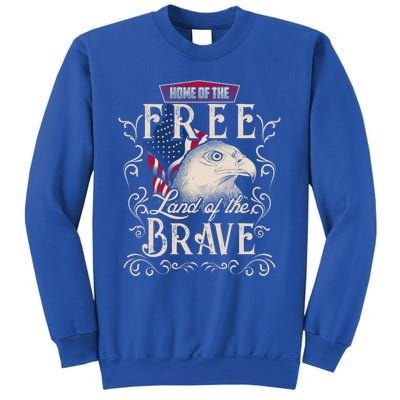 4th Of July Eagle American Flag Funny Gift Home Free Land Brave Sweatshirt