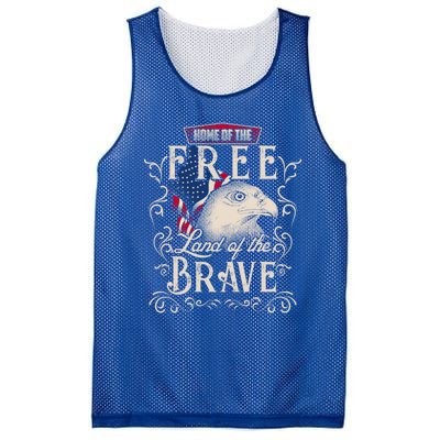 4th Of July Eagle American Flag Funny Gift Home Free Land Brave Mesh Reversible Basketball Jersey Tank