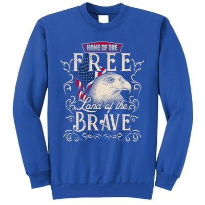 4th Of July Eagle American Flag Funny Gift Home Free Land Brave Tall Sweatshirt