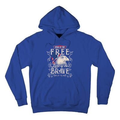 4th Of July Eagle American Flag Funny Gift Home Free Land Brave Tall Hoodie