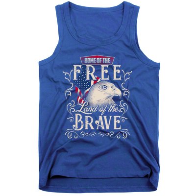 4th Of July Eagle American Flag Funny Gift Home Free Land Brave Tank Top