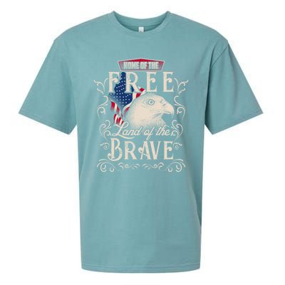 4th Of July Eagle American Flag Funny Gift Home Free Land Brave Sueded Cloud Jersey T-Shirt