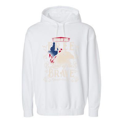 4th Of July Eagle American Flag Funny Gift Home Free Land Brave Garment-Dyed Fleece Hoodie