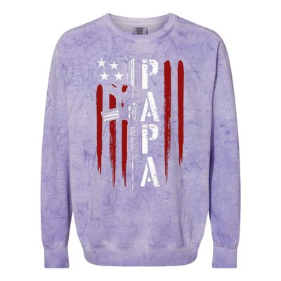 4th of July Papa Dad Daddy AR15 Gun Patriotic Fathers Day Colorblast Crewneck Sweatshirt