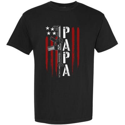 4th of July Papa Dad Daddy AR15 Gun Patriotic Fathers Day Garment-Dyed Heavyweight T-Shirt