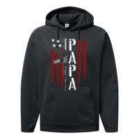 4th of July Papa Dad Daddy AR15 Gun Patriotic Fathers Day Performance Fleece Hoodie