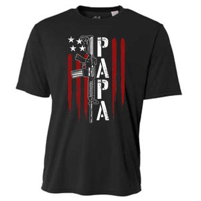 4th of July Papa Dad Daddy AR15 Gun Patriotic Fathers Day Cooling Performance Crew T-Shirt