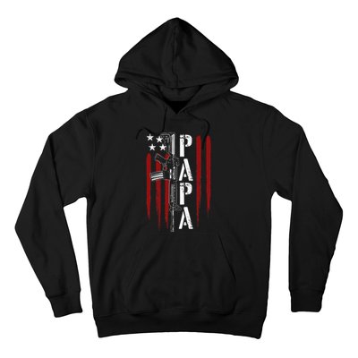 4th of July Papa Dad Daddy AR15 Gun Patriotic Fathers Day Hoodie