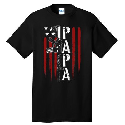 4th of July Papa Dad Daddy AR15 Gun Patriotic Fathers Day Tall T-Shirt