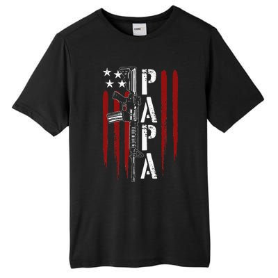 4th of July Papa Dad Daddy AR15 Gun Patriotic Fathers Day Tall Fusion ChromaSoft Performance T-Shirt