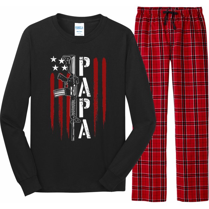 4th of July Papa Dad Daddy AR15 Gun Patriotic Fathers Day Long Sleeve Pajama Set